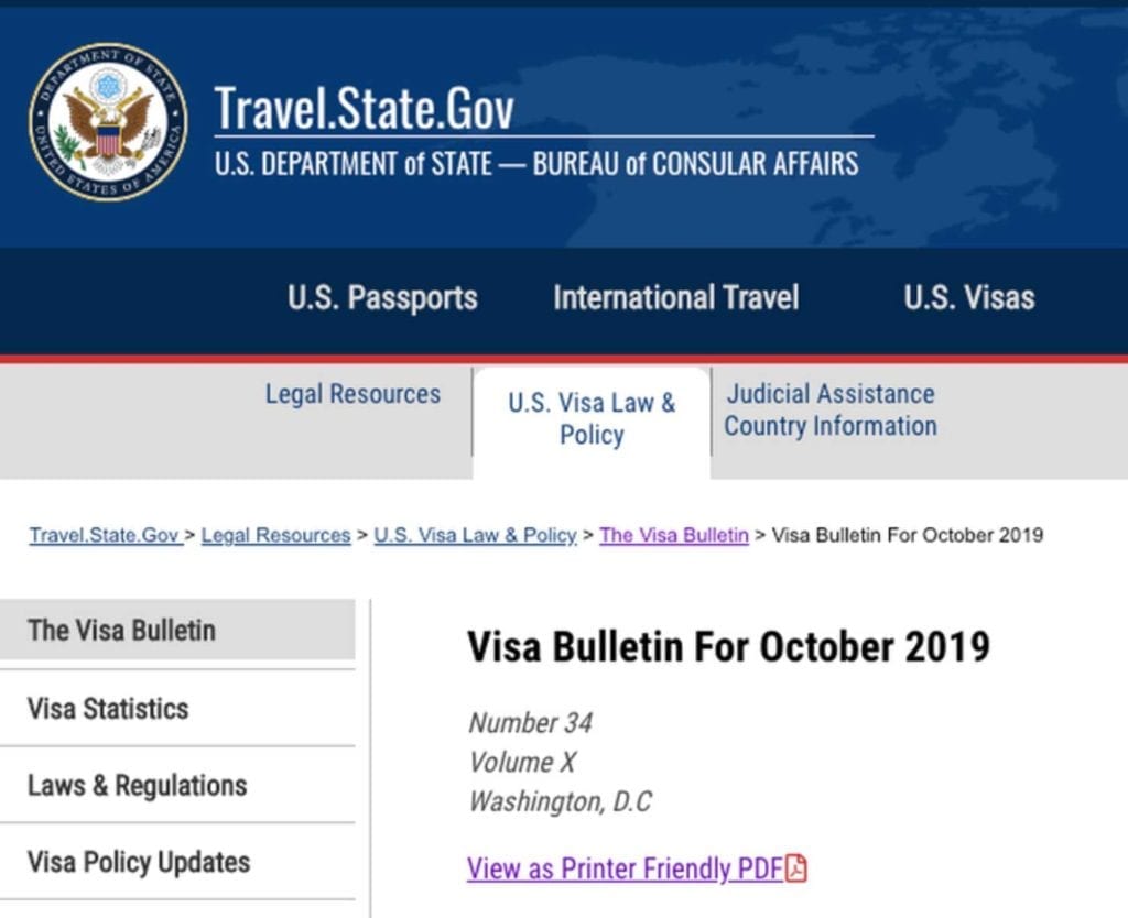 October 2019 Visa Bulletin Lally Immigration Services