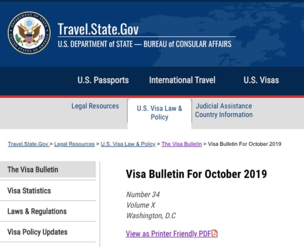visa bulletin priority dates