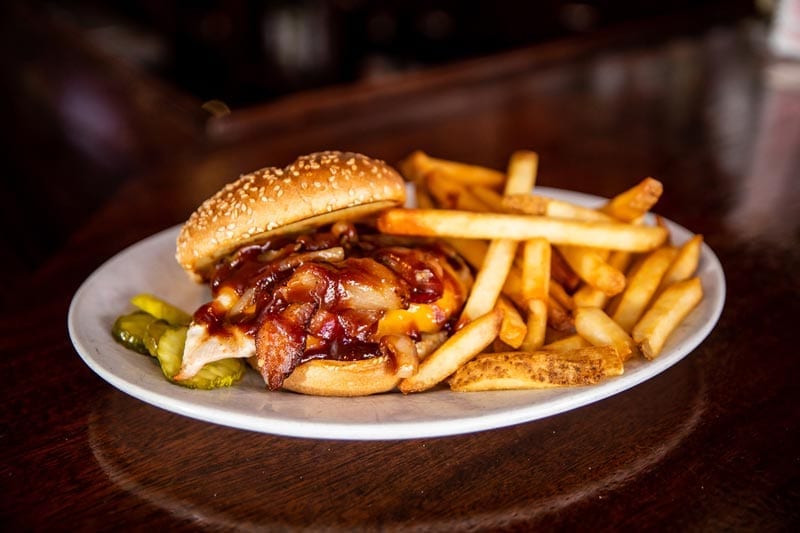 bacon burger with fries sports bar restaurant waltham ma